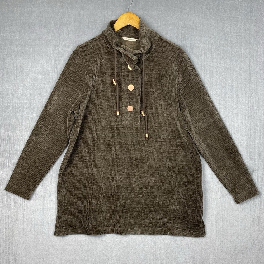 Soft Surroundings Pullover Womens XL St Germain Brown Chenille Popover Cowl Neck